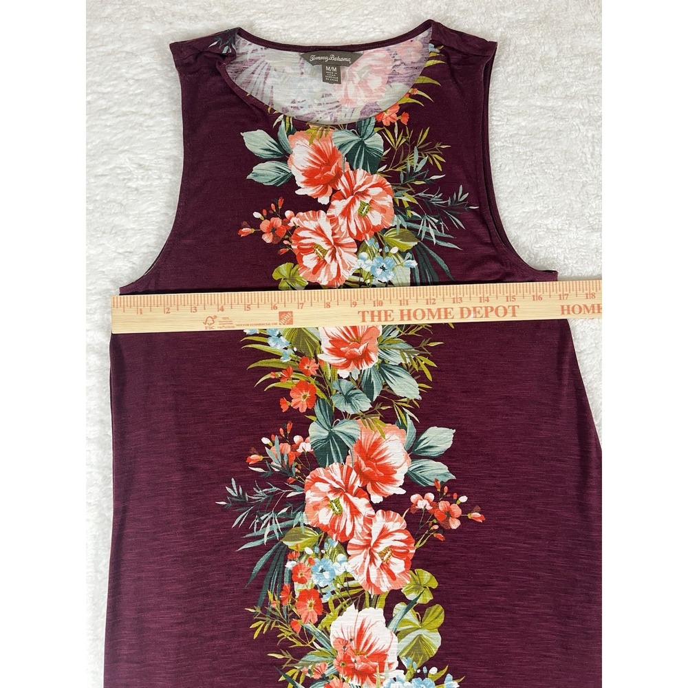 Tommy Bahama Dark Red Floral Print‎ Midi Dress Sz Medium Colorful Tropical - Picture 8 of 12